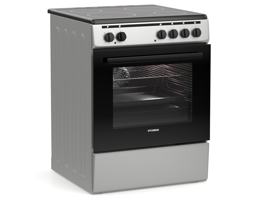 Εικόνα Κουζίνα Hyundai HCVC22-6560V/X με πολυλειτουργικό φούρνο, κεραμικές εστίες, χωρητικότητα φούρνου 69L, 9 λειτουργίες ψησίματος και ενεργειακή κλάση Α 