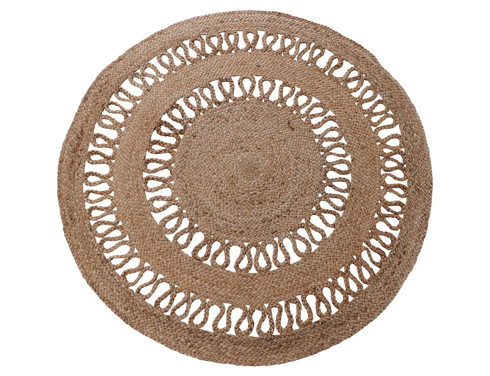 Εικόνα Χαλί Στρογγυλό από Γιούτα, με διάμετρο 120cm - Σε φυσικές αποχρώσεις