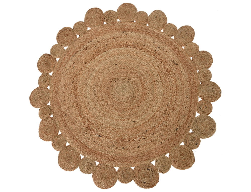 Εικόνα Χαλί Στρογγυλό από Γιούτα, με διαστάσεις 90x90cm - Σε φυσικές αποχρώσεις