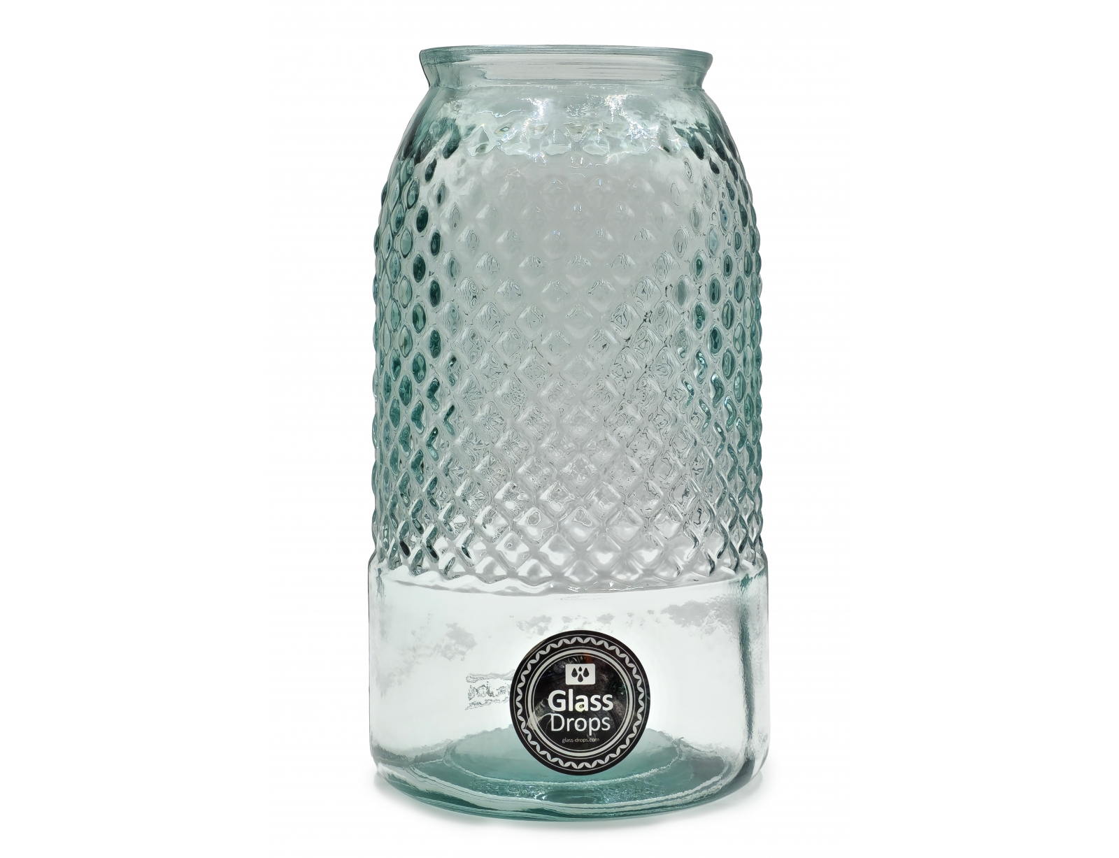 Εικόνα Διακοσμητικό Βάζο Glass Drops Diamante (5947)  Aπό 100% ανακυκλωμένο γυαλί, Xωρητικότητας 3.6L, Διαστάσεων Ø 15 x Υ 28 cm