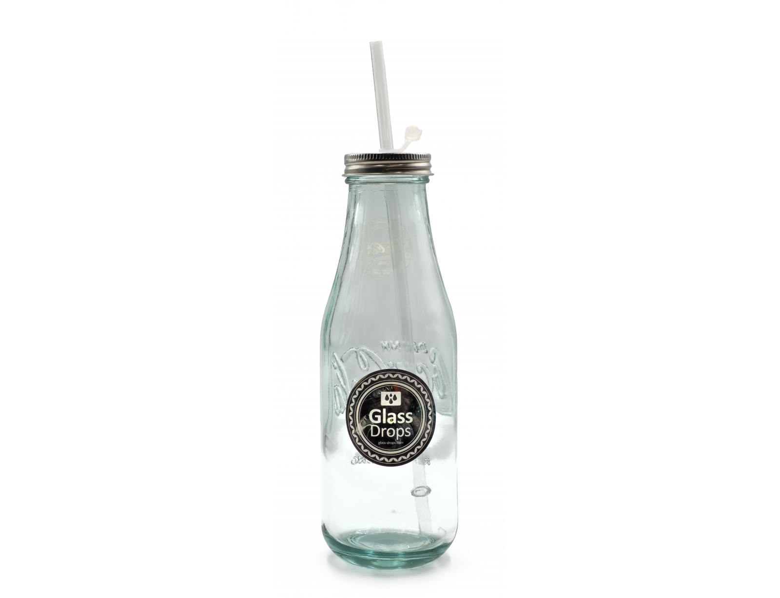 Εικόνα Μπουκάλι Glass Drops Coca Cola (9014) Με πώμα και καλαμάκι, Aπό 100% ανακυκλωμένο γυαλί, Xωρητικότητας 550ml, Διαστάσεων Ø 8 x Υ 28 cm