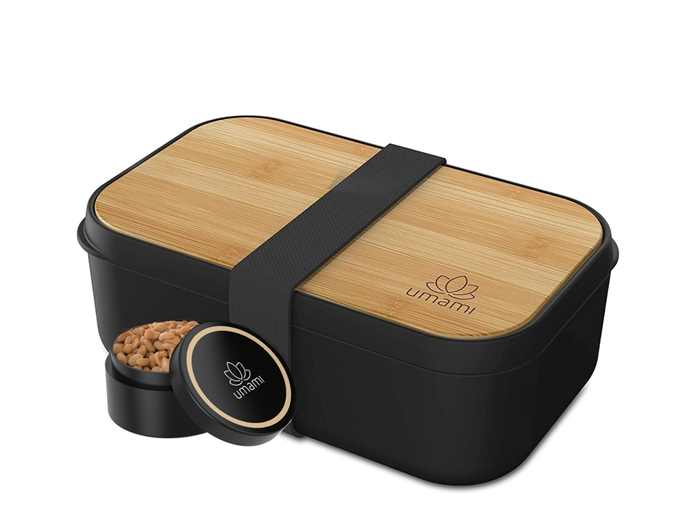 Εικόνα Δοχείο Φαγητού Lunch Box - Single Layer Bento Box Umami - Black & Bamboo - Κατάλληλο για Φούρνο Μικροκυμάτων