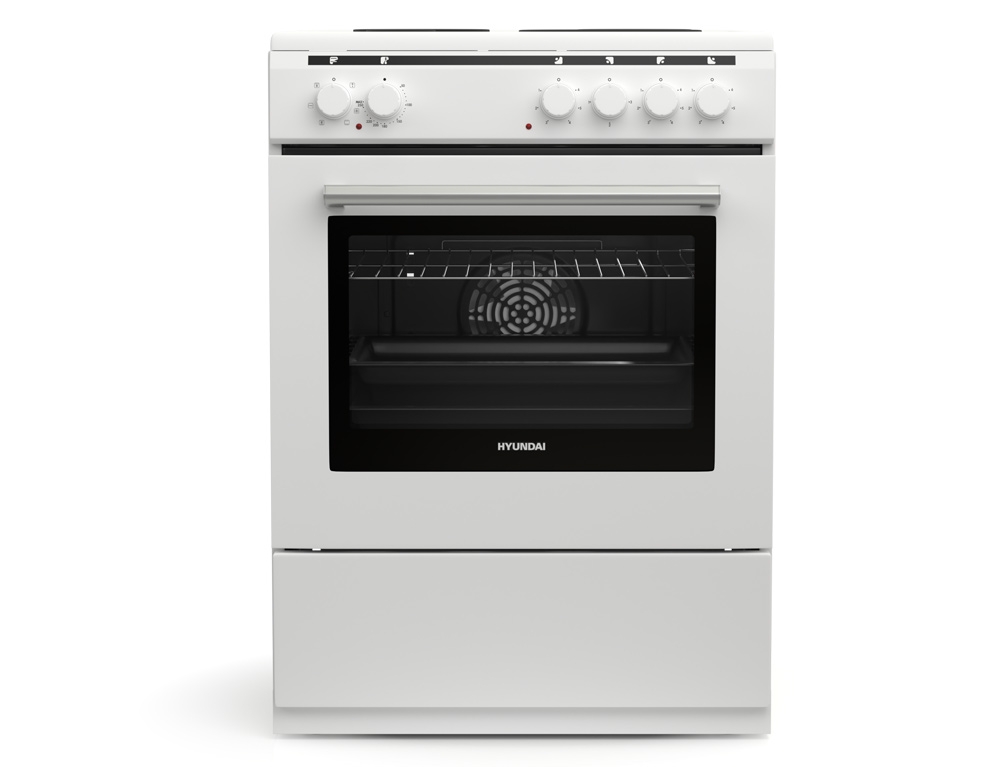 Εικόνα Κουζίνα Hyundai HCMU22-6560ES/W με πολυλειτουργικό φούρνο, εμαγιέ εστίες, χωρητικότητα φούρνου 72L, 6 λειτουργίες ψησίματος και ενεργειακή κλάση Α 