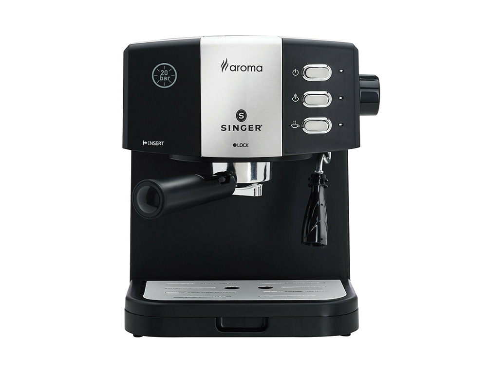 Εικόνα Καφετιέρα Espresso Singer Aroma Black ES-851Β Λειτουργία με αλεσμένο καφέ και κάψουλες, με ισχύ 850W και πίεση 20bar