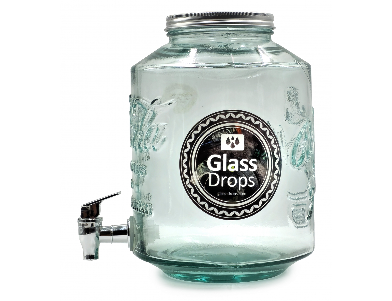 Εικόνα Δοχείο Glass Drops Coca Cola (9016G20) Mε καπάκι και βρυσάκι, Aπό 100% ανακυκλωμένο γυαλί, Xωρητικότητας 5L, Διαστάσεων Ø 20 x Υ 26 cm