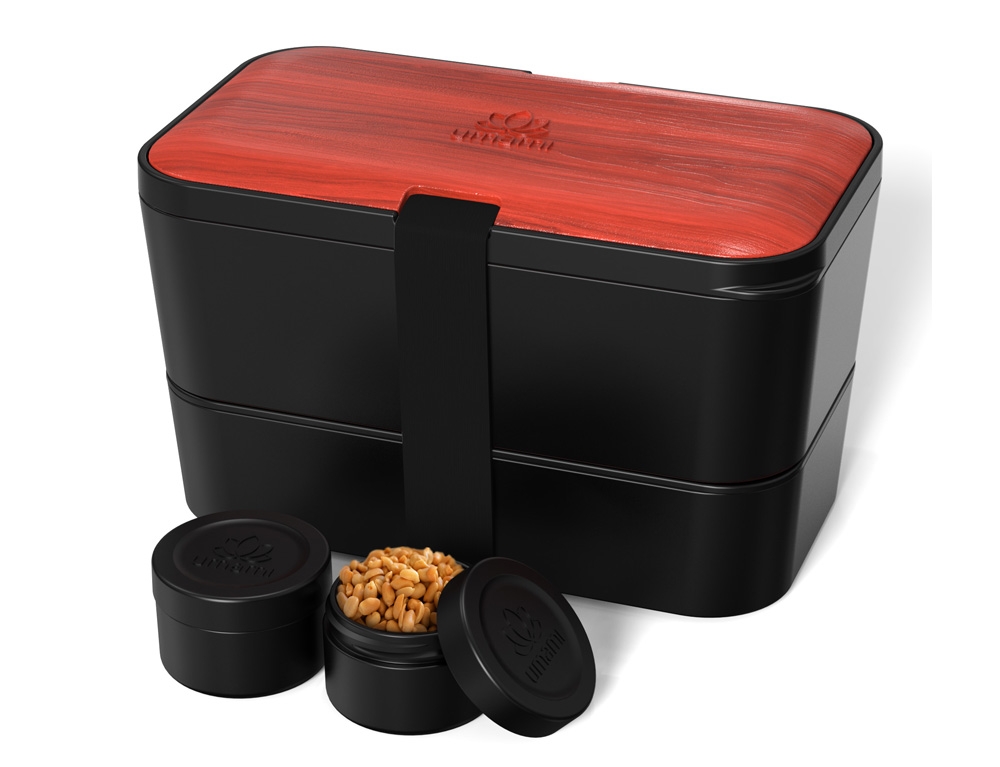 Εικόνα Δοχείο Φαγητού Lunch Box - Original Bento Box Premium Nestable Umami - Rosewood Black - Κατάλληλο για Φούρνο Μικροκυμάτων