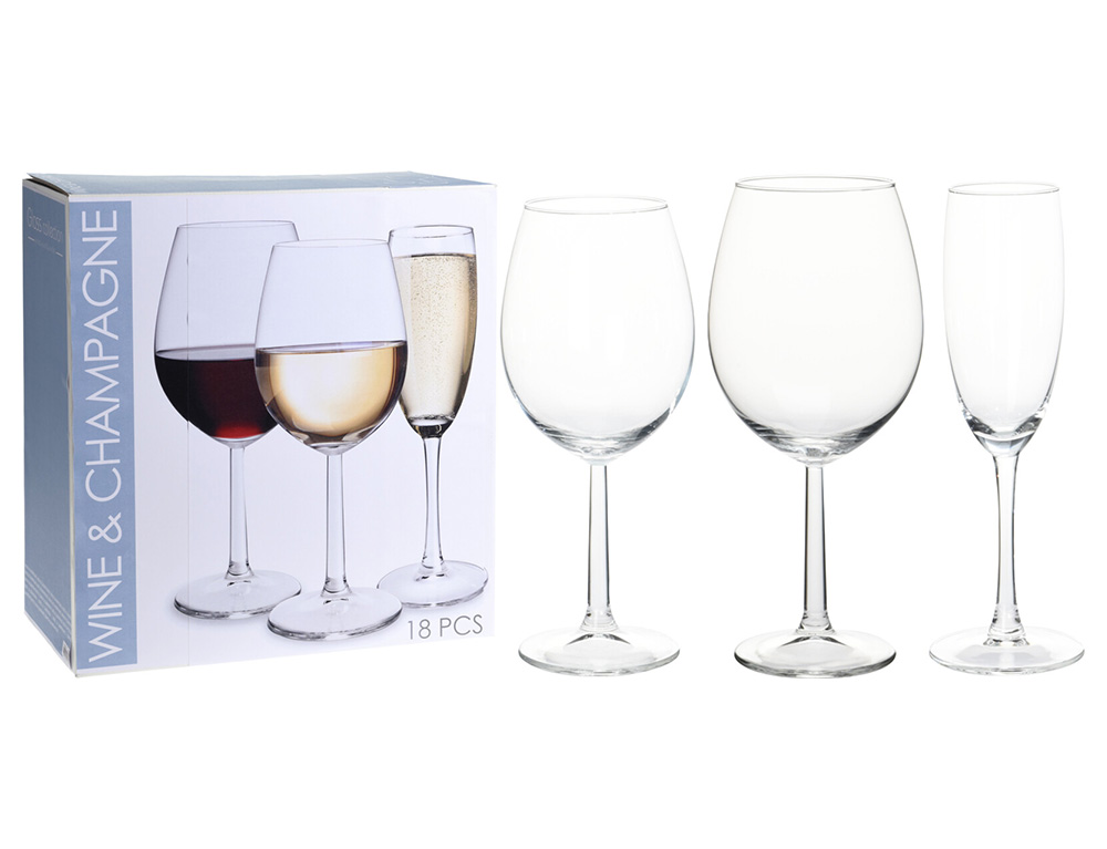 Εικόνα Σετ Ποτήρια Κρασιού & Σαμπάνιας Excellent Houseware(CC7000530) - 18 τεμάχια