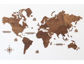 Εικόνα 2D Ξύλινος παγκόσμιος χάρτης τοίχου WoodMyMap - 190 x 110 - Κενός - Καστανιά