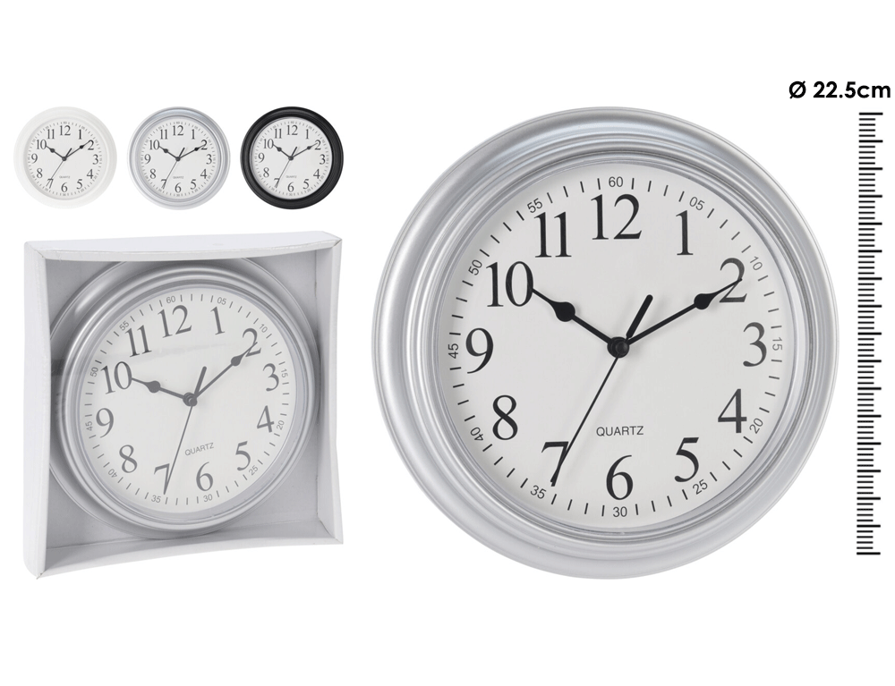 Εικόνα Ρολόι τοίχου 837000300 Πλαστικό Αναλογικό, διαμέτρου 22.5cm, σε 3 επιλογές χρώματος, white,silver, black