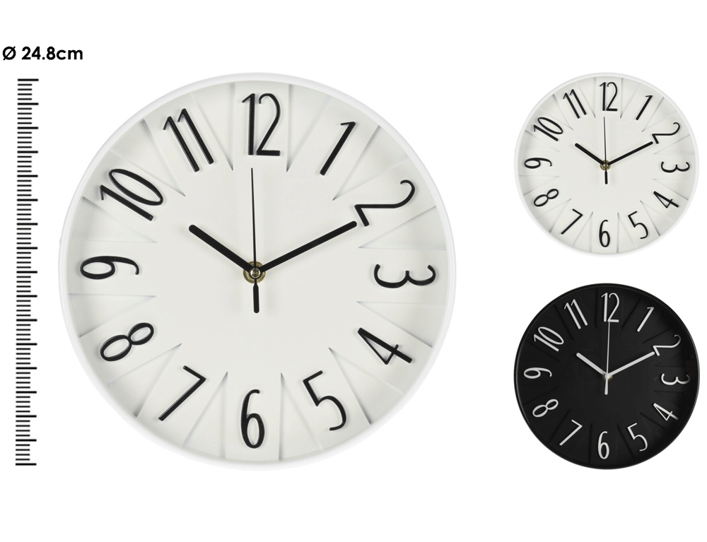 Εικόνα Ρολόι τοίχου 837000300 Αναλογικό, διαμέτρου 24.8cm, 3D καντράν και αριθμοί, σε 2 επιλογές χρώματος, white, black