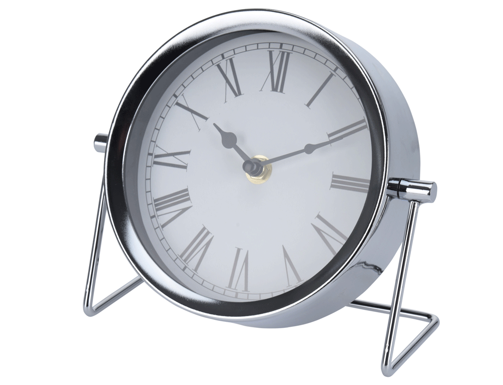 Εικόνα Επιτραπέζιο ρολόι NBE000040 Mεταλλικό, ασημί.18x7x16cm