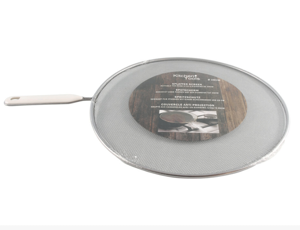 Εικόνα Κάλυμμα τηγανιού Kitchen Tools 22276996 Ανοξείδωτο ατσάλι, πλαστικό χερούλι, Ø 28 x 1cm, Γκρί/άσπρο