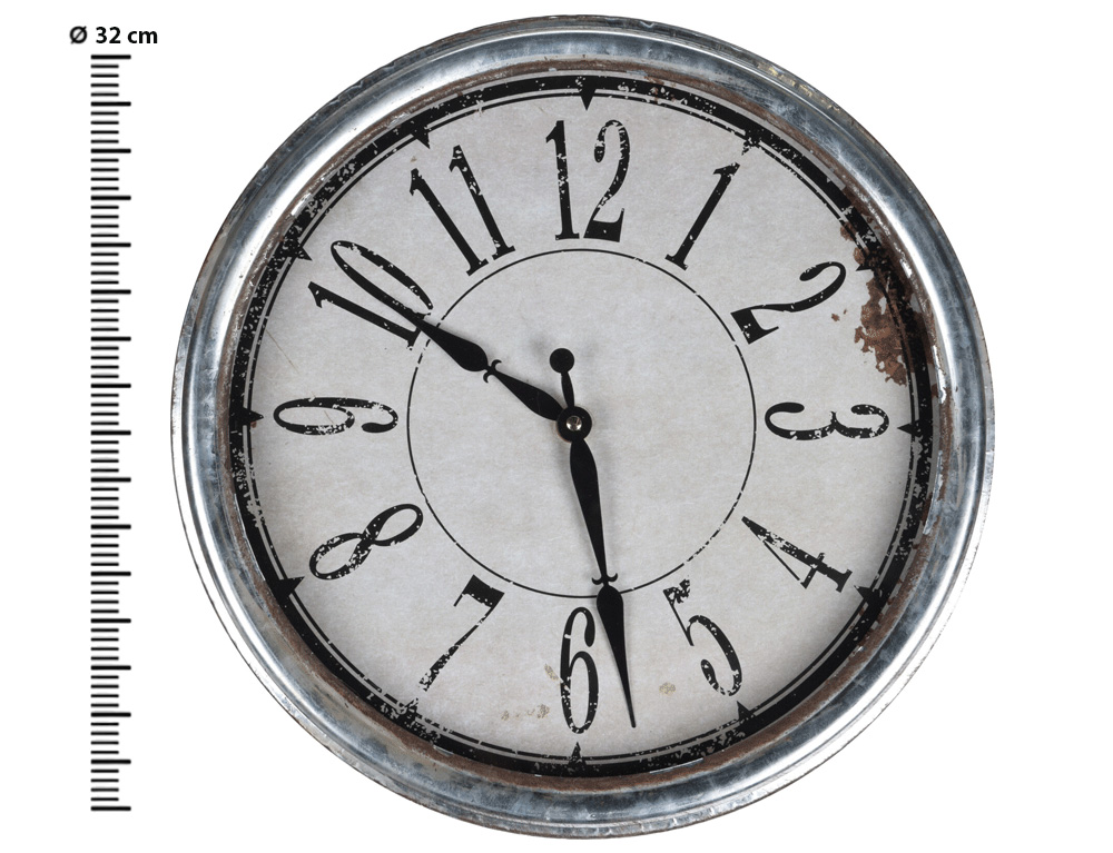Εικόνα Ρολόι τοίχου μεταλλικό C37568560 Με vintage λεπτομέρειες, διαμέτρου 32cm