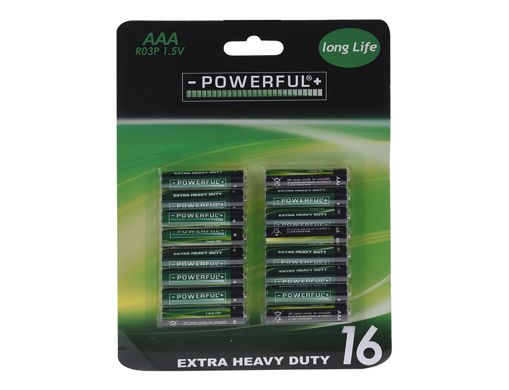 Εικόνα Αλκαλικές μπαταρίες Powerful Extra Heavy Duty (C31020060) - AAA - 1.5V - 16 τεμάχια