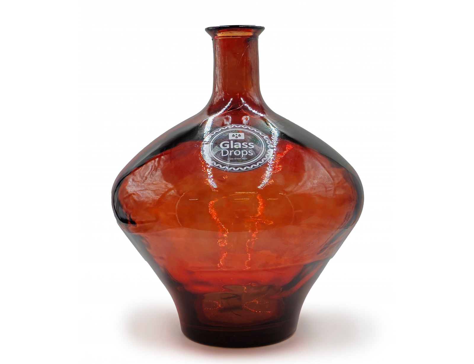 Εικόνα Διακοσμητικό Βάζο Glass Drops Cherry Cream Meguino (4638DB738) Από ανακυκλωμένο γυαλί, Χωρητικότητας 20.5L, Διαστάσεων Ø 37 x Υ 46cm, Terracota