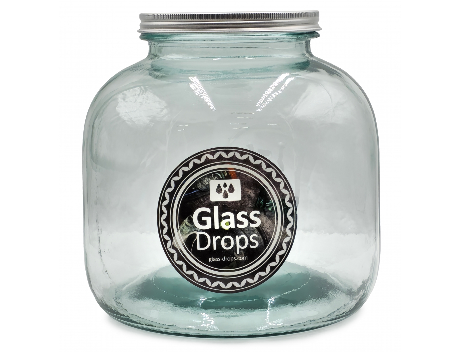 Εικόνα Δοχείο με καπάκι Glass Drops Storage (5797) Aπό 100% ανακυκλωμένο γυαλί, Xωρητικότητας 6L , Διαστάσεων Ø 23 x Υ 24 cm