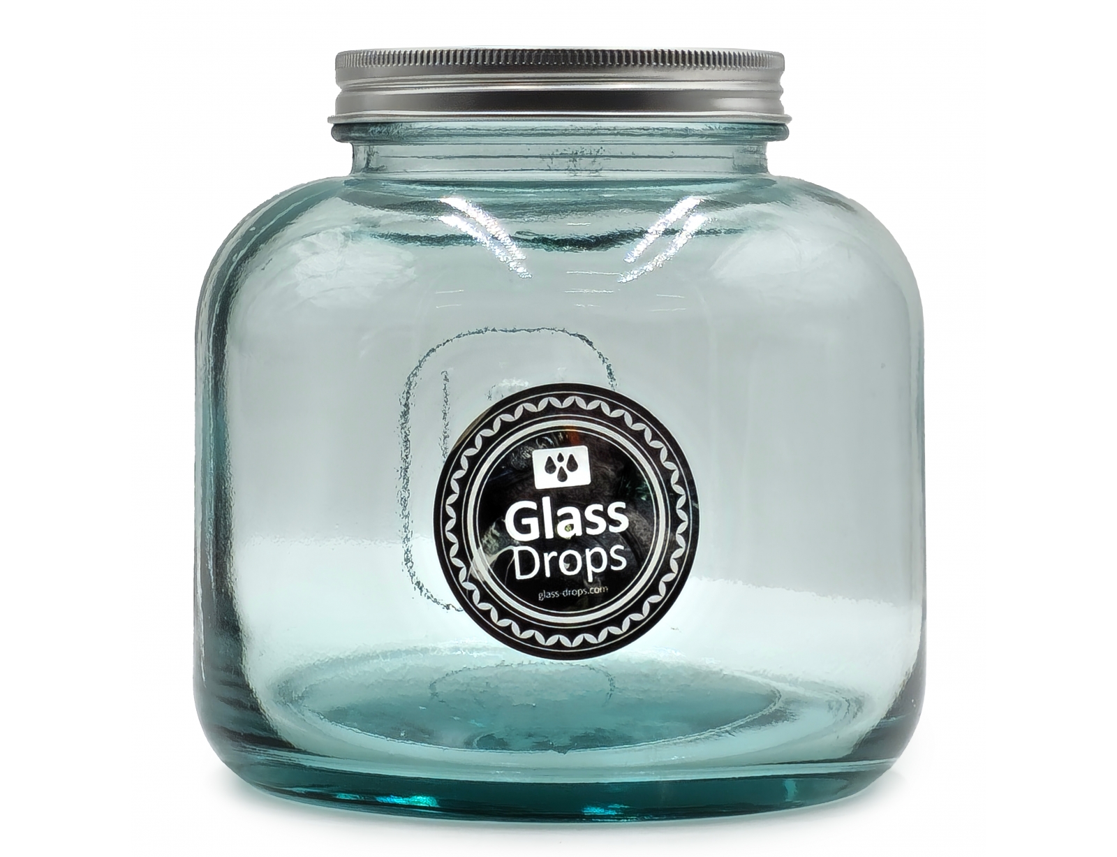 Εικόνα Δοχείο με καπάκι Glass Drops Storage (5796) Aπό 100% ανακυκλωμένο γυαλί, Xωρητικότητας 1500ml , Διαστάσεων Ø 15 x Υ 15 cm