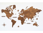 Εικόνα 2D Ξύλινος παγκόσμιος χάρτης τοίχου WoodMyMap - 115 x 65 - Κενός - Καστανιά