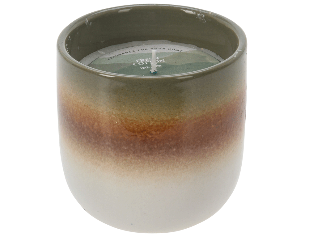 Εικόνα Αρωματικό Κερί Pepper CC5072000 Σε κεραμικό δοχείο 9 x 9.3 cm, καφέ και πράσινο, σε άρωμα fresh cotton.