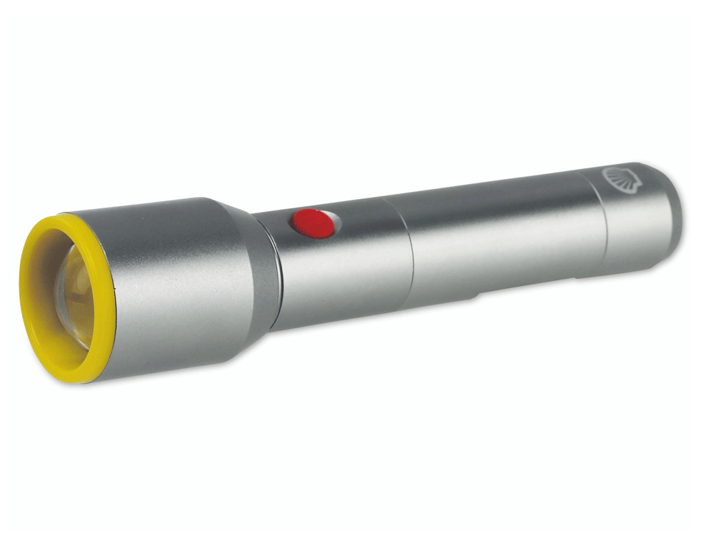 Εικόνα Φακός LED Shell 170710760, 500 lumen, aluminium alloy, USB επαναφορτιζόμενος, σε ψυχρό γκρι χρώμα pantone 10c με κόκκινο κουμπί pantone 485c και κίτρινο δαχτυλίδι pantone 116c