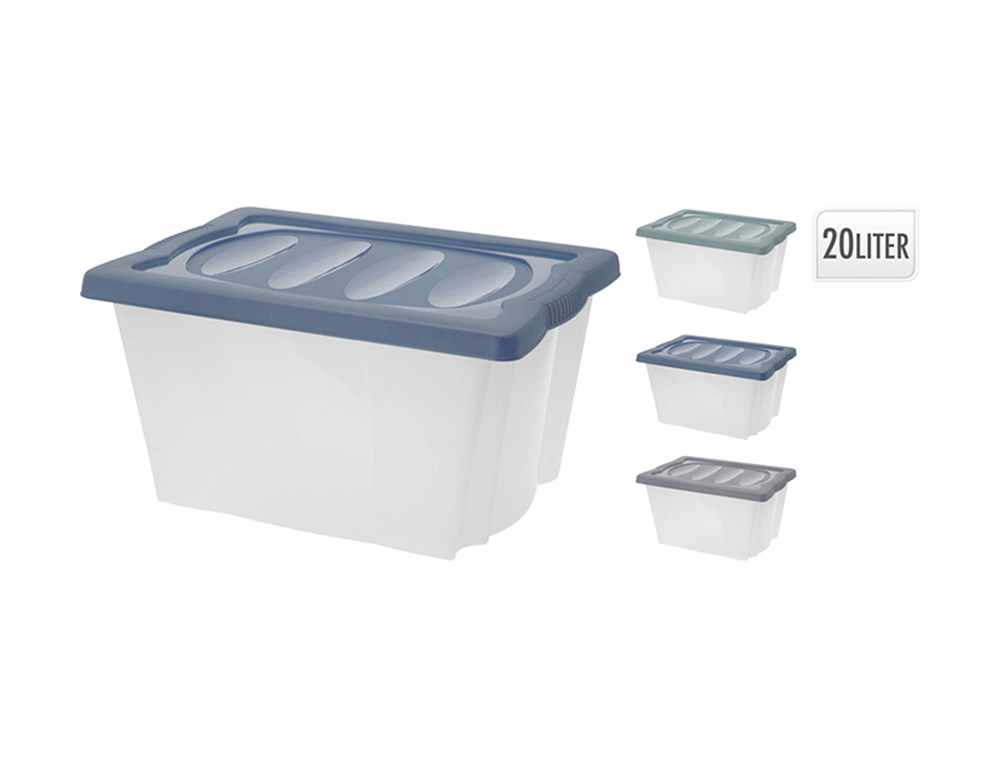 Εικόνα Κουτί αποθήκευσης πλαστικό στοιβαζόμενο με καπάκι (Y54230790), 20L , σε 3 επιλογές χρώματος