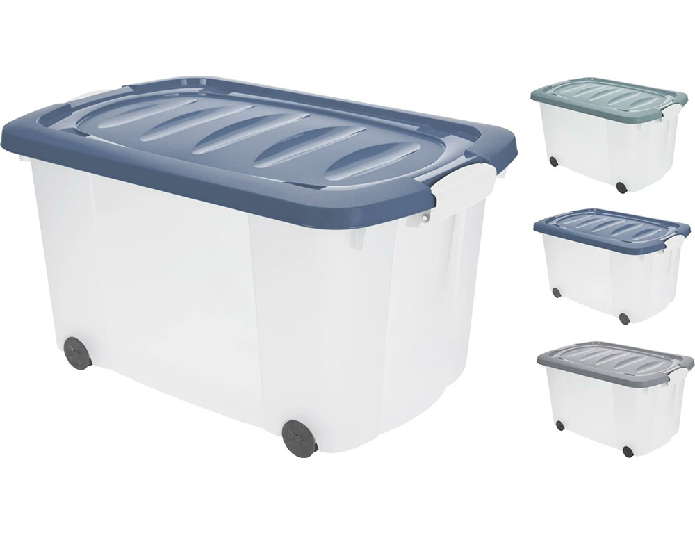 Εικόνα Κουτί αποθήκευσης πλαστικό με καπάκι και ρόδες (Y54230720), 75L, σε 3 επιλογές χρώματος