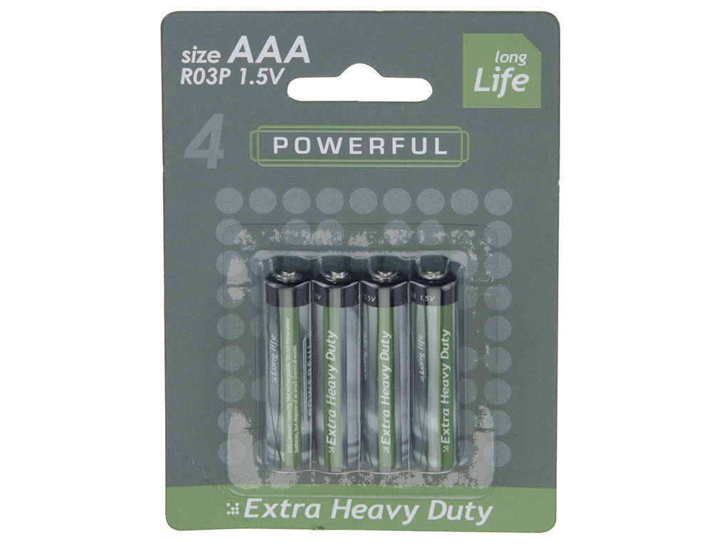 Εικόνα Αλκαλικές μπαταρίες Powerful Extra Heavy Duty (C31020030) - AAA - 1.5V - 4 τεμάχια