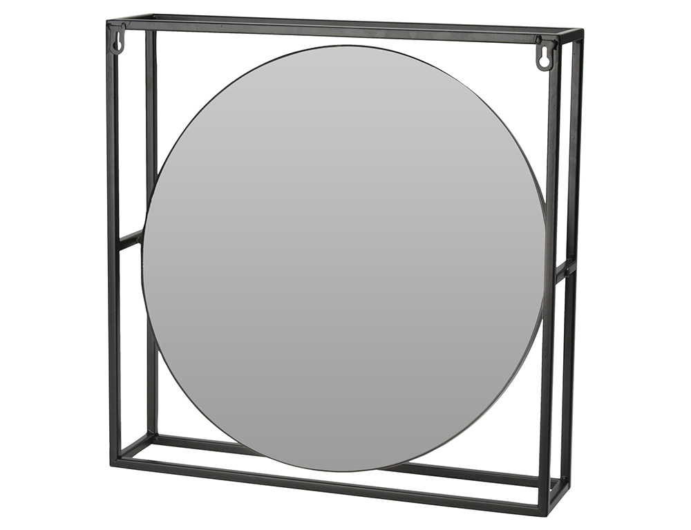 Εικόνα Διακοσμητικός καθρέφτης τοίχου (HZ1915410) τετράγωνος, με διαστάσεις 45x10x45cm - Μαύρο