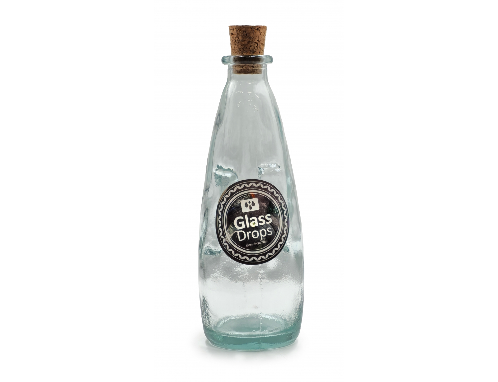 Εικόνα Μπουκάλι με πώμα φελλού Glass Drops Sac (5992) Aπό 100% ανακυκλωμένο γυαλί, Xωρητικότητας 300ml, Διαστάσεων Ø 6.5 x Υ 18 cm