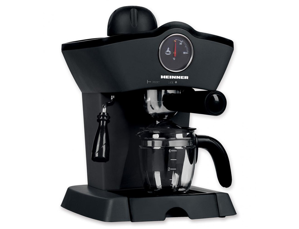 Εικόνα Μηχανή Espresso Heinner Retro Effect HEM-200BK με ισχύ 800W, χωρητικότητα δοχείου νερού 0.25L και πίεση 3.5 bar