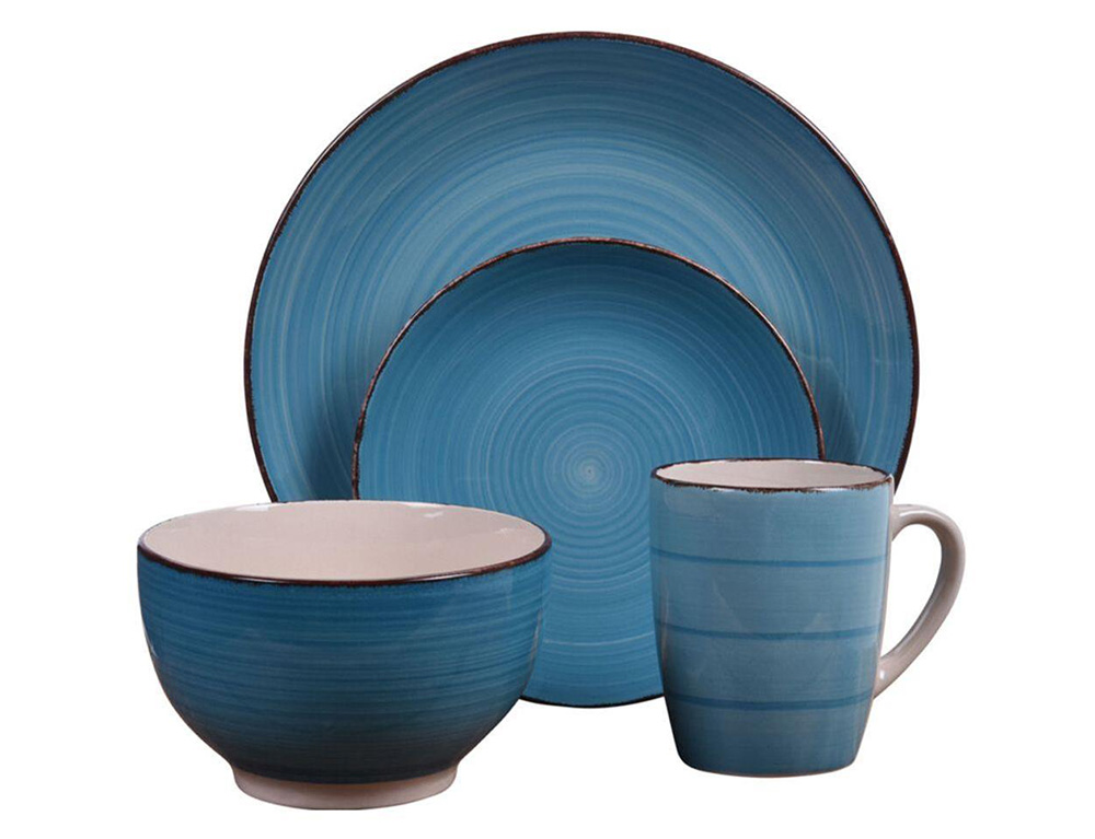 Εικόνα Σετ Δείπνου Κεραμικών Σκευών (Q88000070) με 4 κυρίως πιάτα, 4 μπολ, 4 μικρά πιάτα, 4 κούπες - Μπλε 