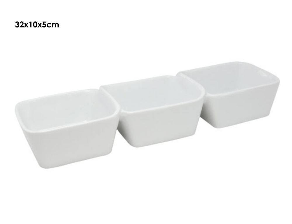 Εικόνα Μπωλ Σερβιρίσματος σνακ FOOD FOR FUN 24303570 πορσελάνινο, λευκό, τριπλό, 32x10x5cm
