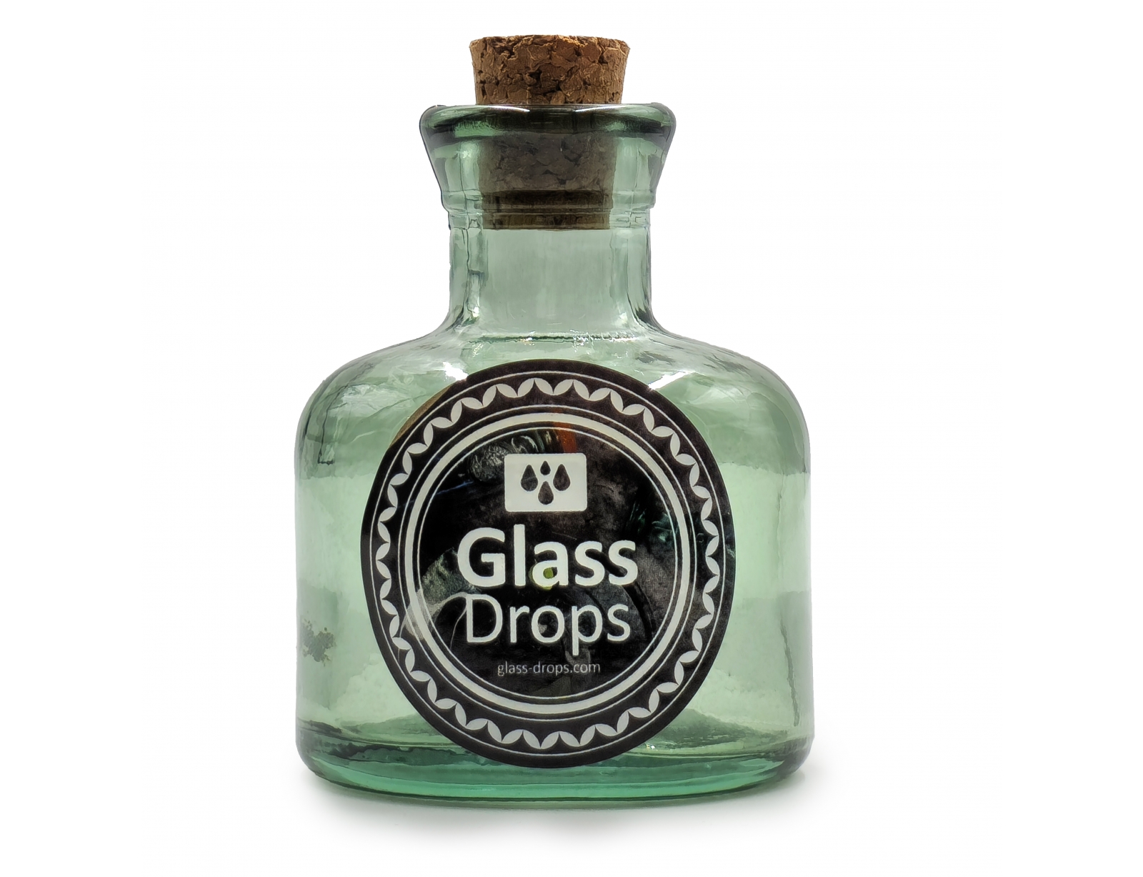 Εικόνα Διακοσμητικό Μπουκάλι με πώμα Glass Drops Ramos (5323DB600) Aπό 100% ανακυκλωμένο γυαλί, Xωρητικότητας 125ml, Διαστάσεων Ø 7 x Υ 10 cm, Νatural Green

