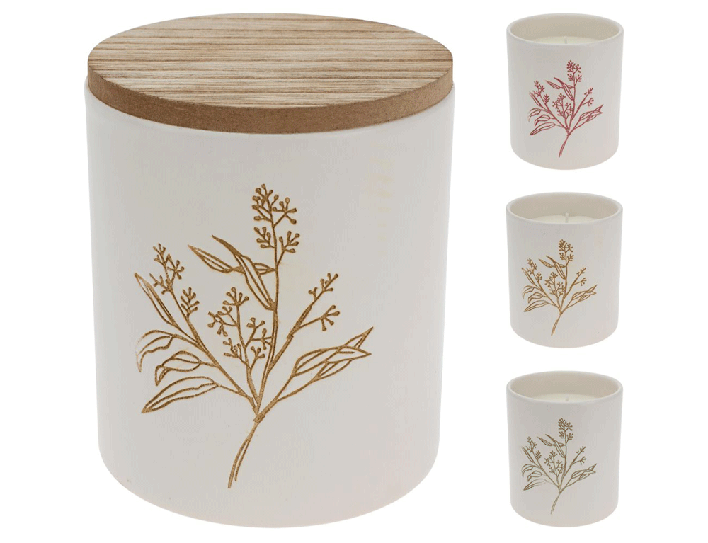 Εικόνα Αρωματικό Κερί CC5072550 Σε κεραμικό δοχείο με ξύλινο καπάκι, 9 x 10 cm, πράσινο, σε 3 επιλογές χρώματος και αρώματος orange blossom/peony petal/fresh herbs.