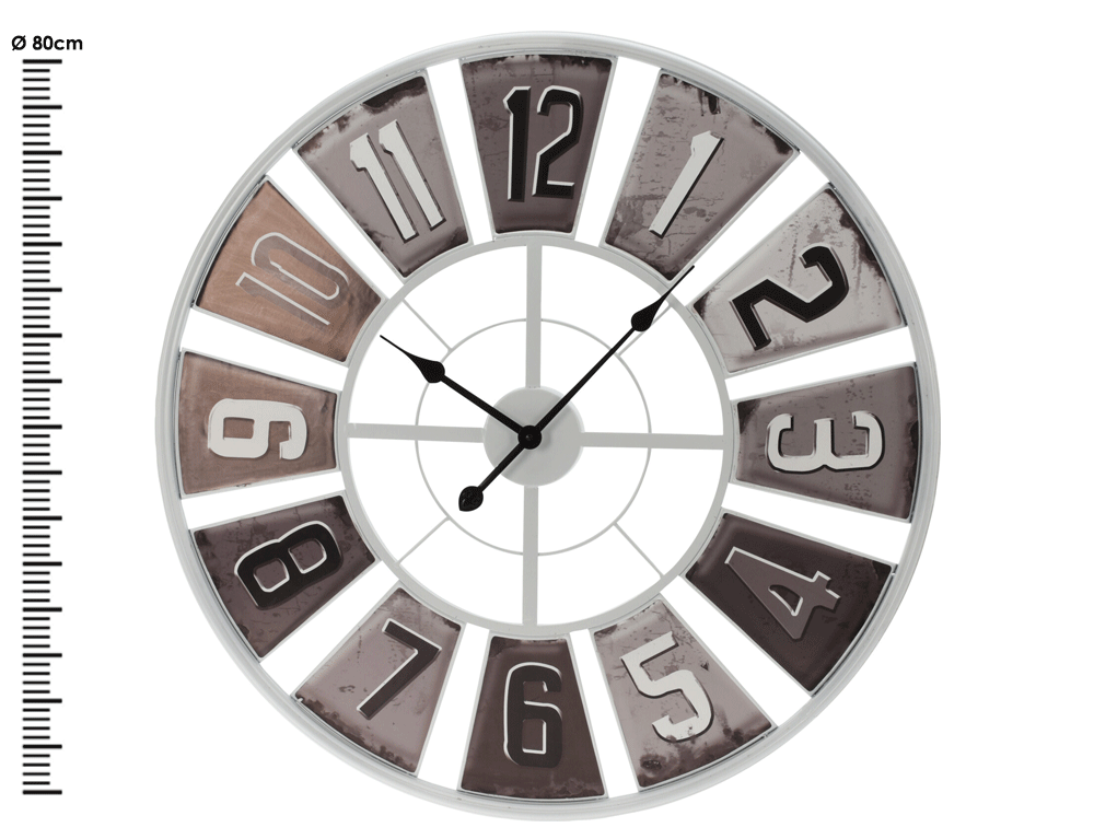Εικόνα Ρολόι τοίχου Y36200490 Mεταλλικό, διαμέτρου 80cm, Antique style καντράν, σε γκρι αποχρώσεις
