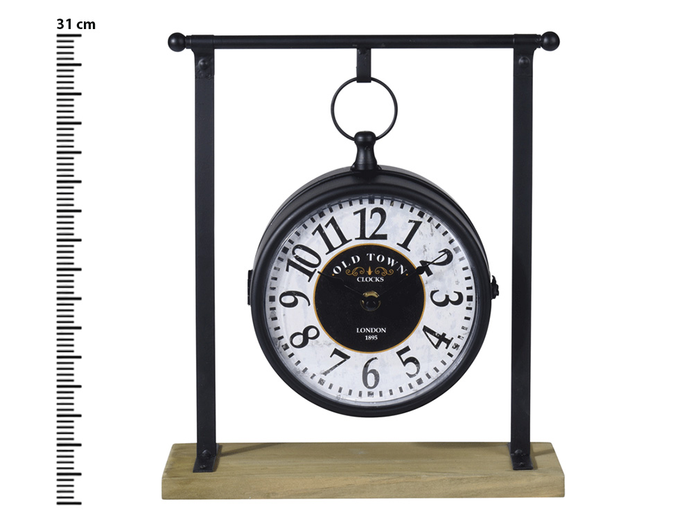 Εικόνα Επιτραπέζιο κρεμαστό ρολόι HZ1991380 Mεταλλικό, 27x10x31cm, μαυρο.