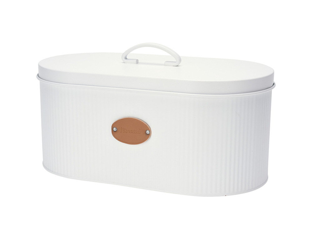 Εικόνα Ψωμιέρα μεταλλική Excellent Houseware (C81000050) με καπάκι, χωρητικότητα 2.4L, 18x33x15cm, Λευκό