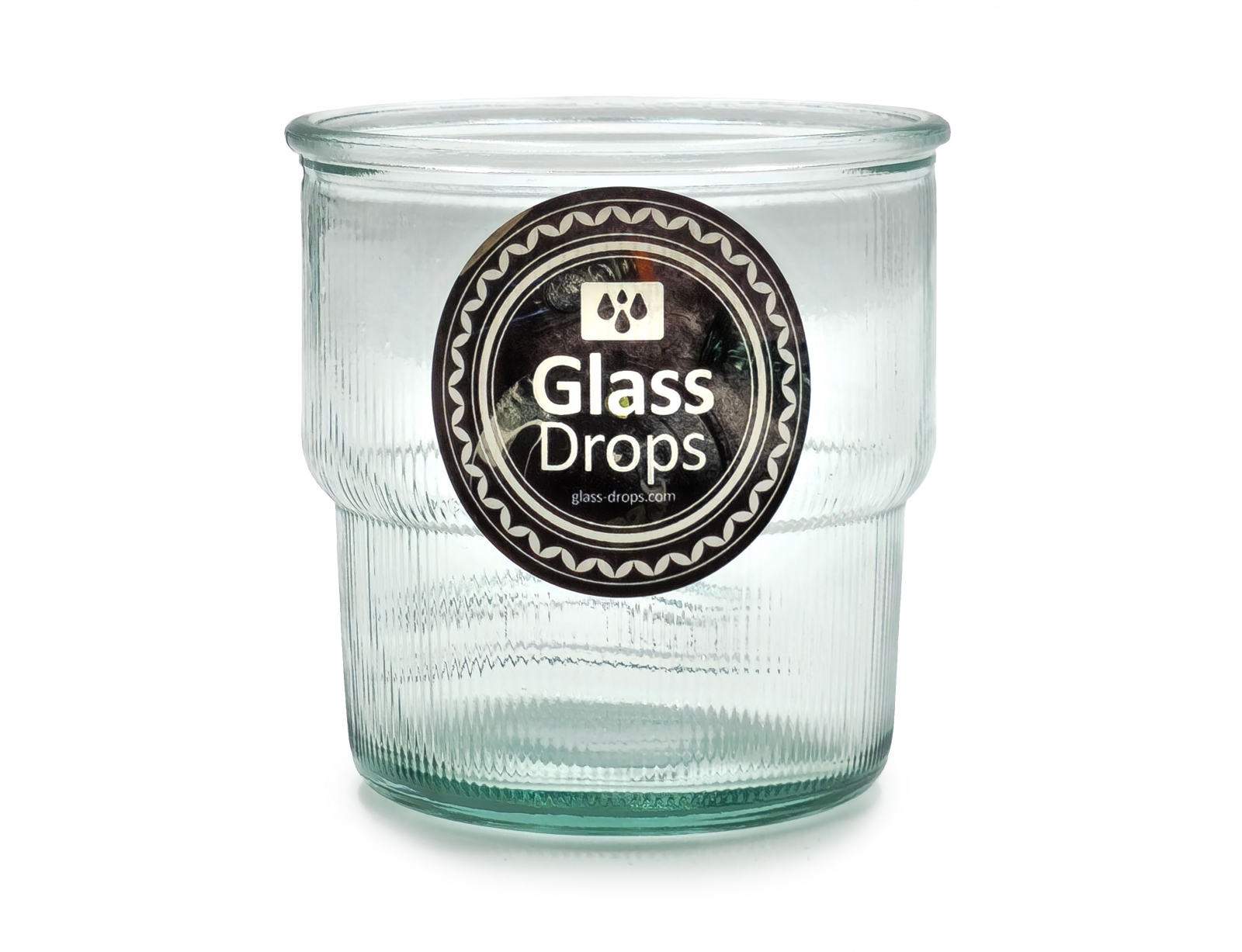 Εικόνα Ποτήρι Glass Drops Ribbed (2415) Από ανακυκλωμένο γυαλί, Χωρητικότητας 300ml, Διαστάσεων Ø 9 x Υ 9 cm