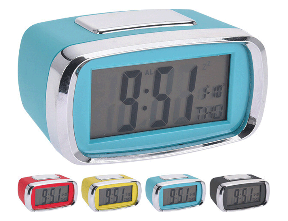 Εικόνα Επιτραπέζιο ψηφιακό ρολόι alarm 109100130 Mπαταρίας σε 4 επιλογές χρώματος, grey, red, blue, lime green