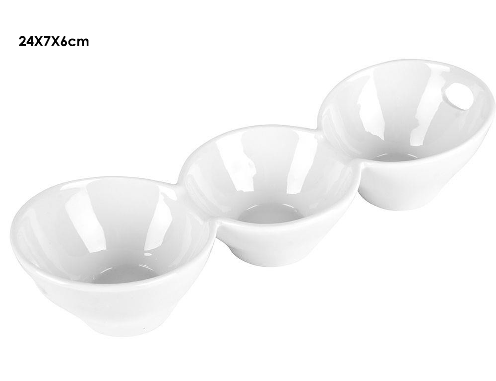 Εικόνα Μπωλ Σερβιρίσματος σνακ FOOD FOR FUN 24303072 πορσελάνινο, λευκό, τριπλό, 24x7x6cm