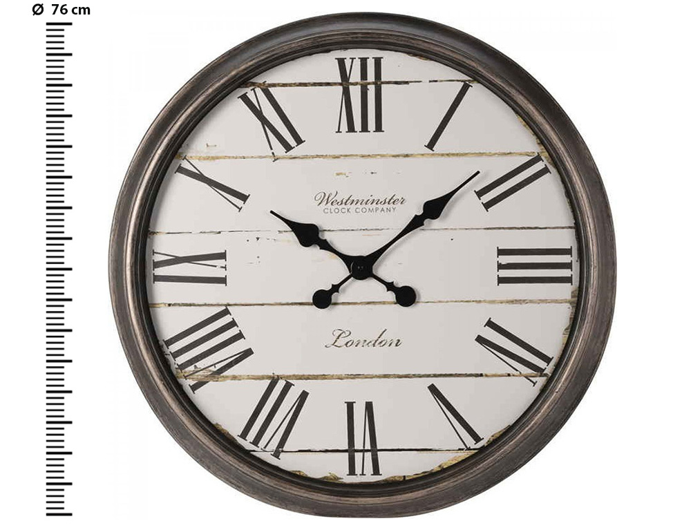 Εικόνα Ρολόι τοίχου (KL5000210) Αναλογικό με ρωμαϊκούς αριθμούς - 76x5.7cm - Άσπρο/Καφέ
