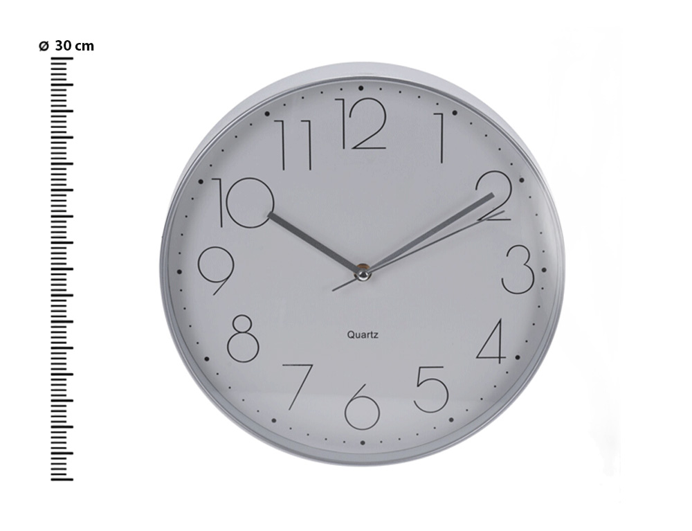Εικόνα Ρολόι τοίχου 837165000 Πλαστικό (polypropylene), Ασημί γκρι με λευκό καντράν, αναλογικό, 30x4,5cm.