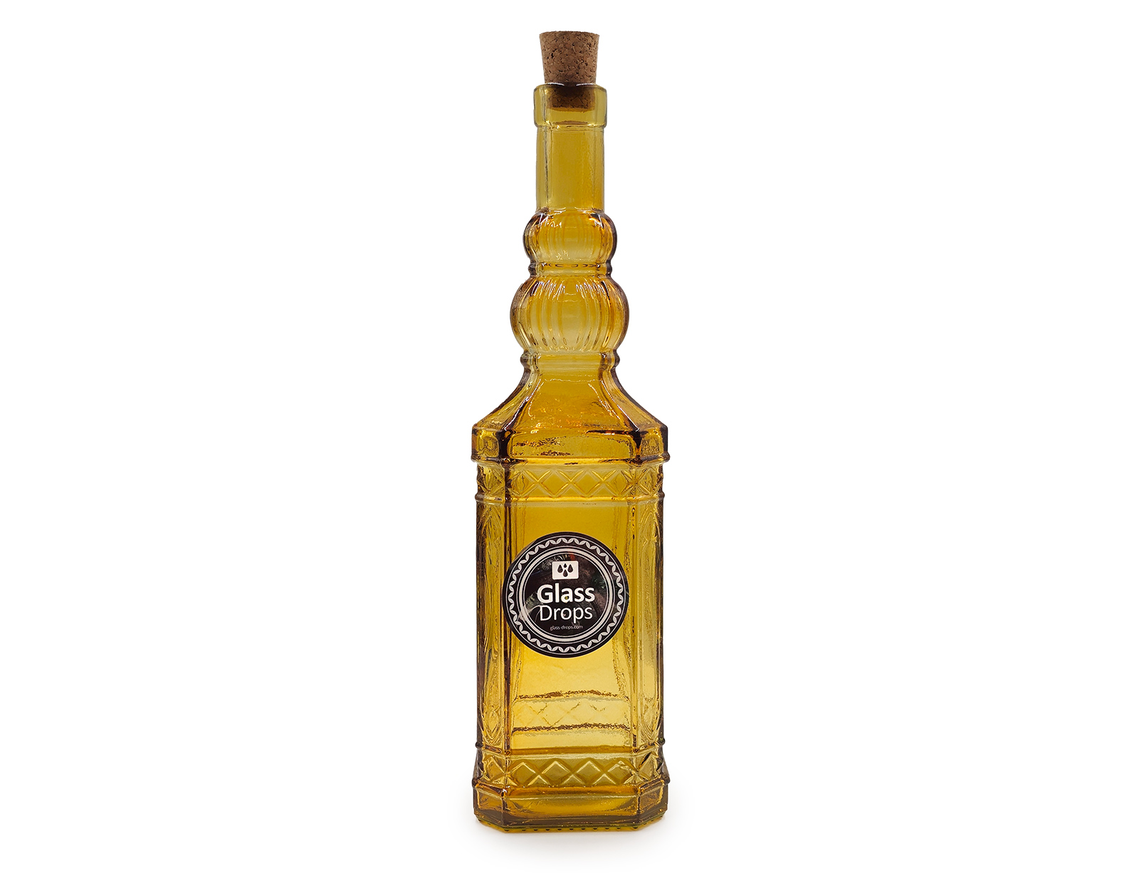 Εικόνα Διακοσμητικό Μπουκάλι με πώμα Glass Drops Miguelete (5033DB411) Aπό 100% ανακυκλωμένο γυαλί, Xωρητικότητας 700ml, Διαστάσεων Ø 8 x Υ 30 cm, Yellow Gold
