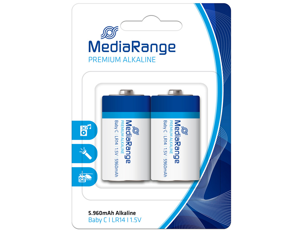 Εικόνα Αλκαλικές μπαταρίες MediaRange Premium (MRBAT108) - C - 1.5V - 2 τεμάχια
