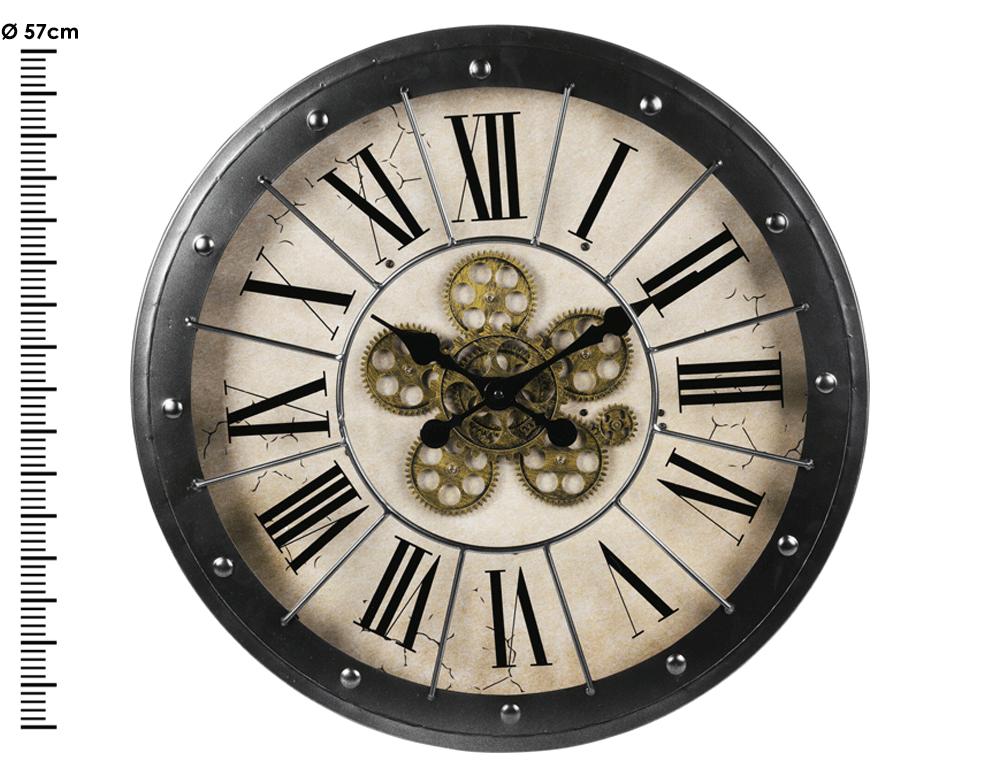 Εικόνα Ρολόι τοίχου Residence HX9900230 Mεταλλικό με σχέδιο περιστροφικού μηχανισμού, 57x6.7x57cm
