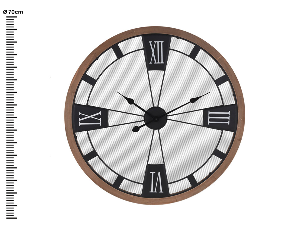 Εικόνα Ρολόι τοίχου (HZ1915110) Μεταλλικό/Ξύλινο, Αναλογικό με ρωμαϊκούς αριθμούς - 70x4cm 