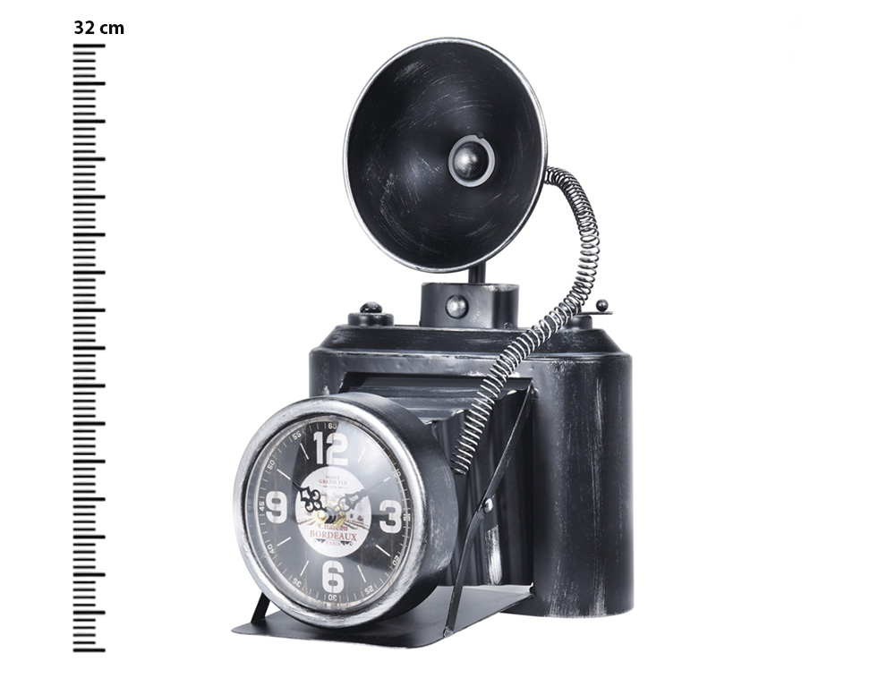 Εικόνα Επιτραπέζιο ρολόι photo camera design C37901140 Μεταλλικό, 20x19x32cm