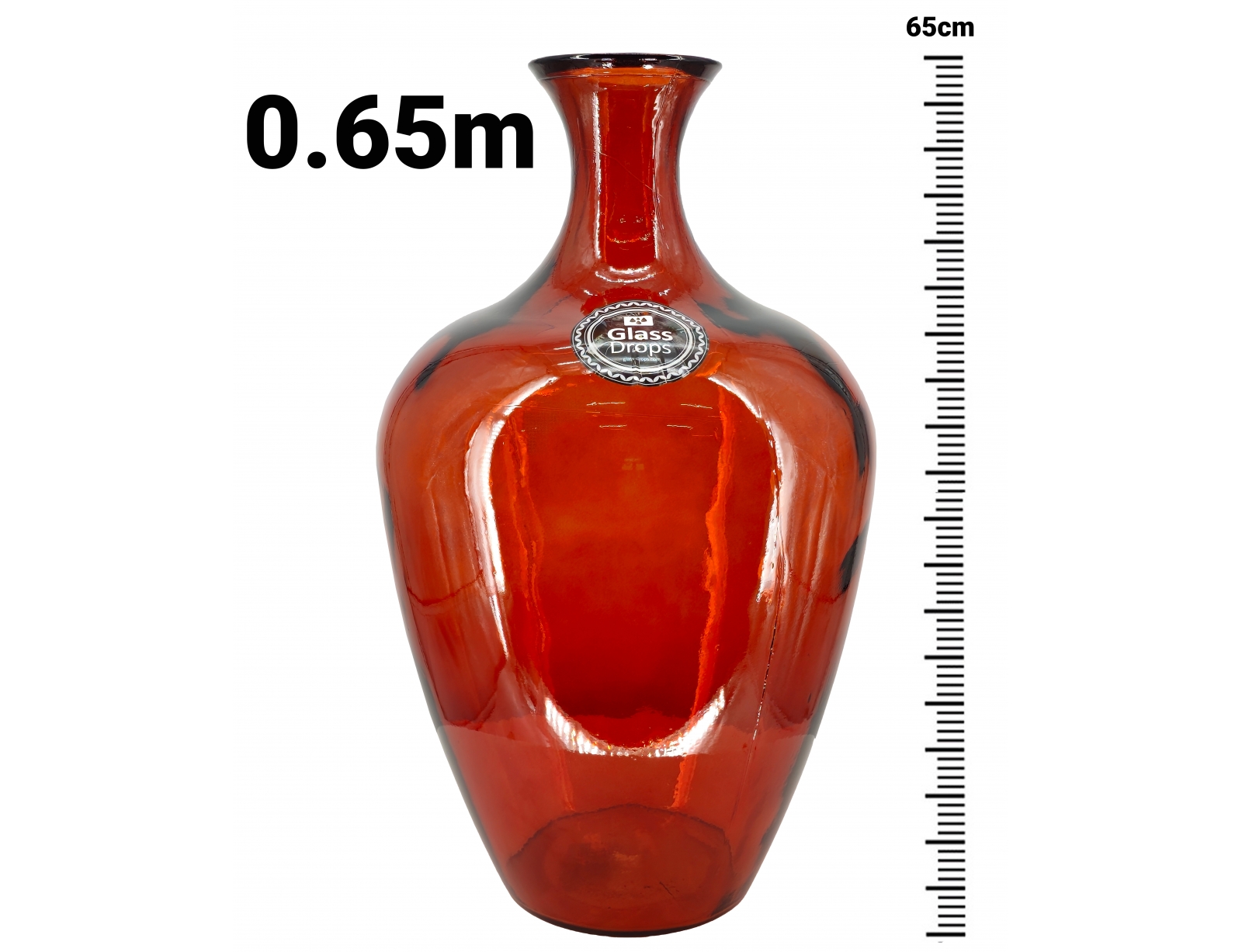 Εικόνα Διακοσμητικό Βάζο Glass Drops Cherry Cream Tradicional (4783DB343) Από ανακυκλωμένο γυαλί, Χωρητικότητας 39L, Διαστάσεων Ø 40 x Υ 65cm, Pumpkin