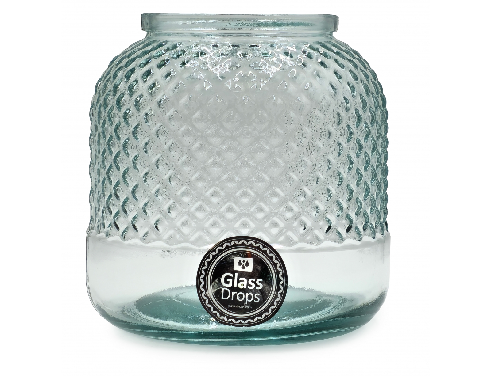 Εικόνα Διακοσμητικό Βάζο - Κηροπήγιο Glass Drops Diamante (5949)  Aπό 100% ανακυκλωμένο γυαλί, Xωρητικότητας 3.3L, Διαστάσεων Ø 19 x Υ 19 cm