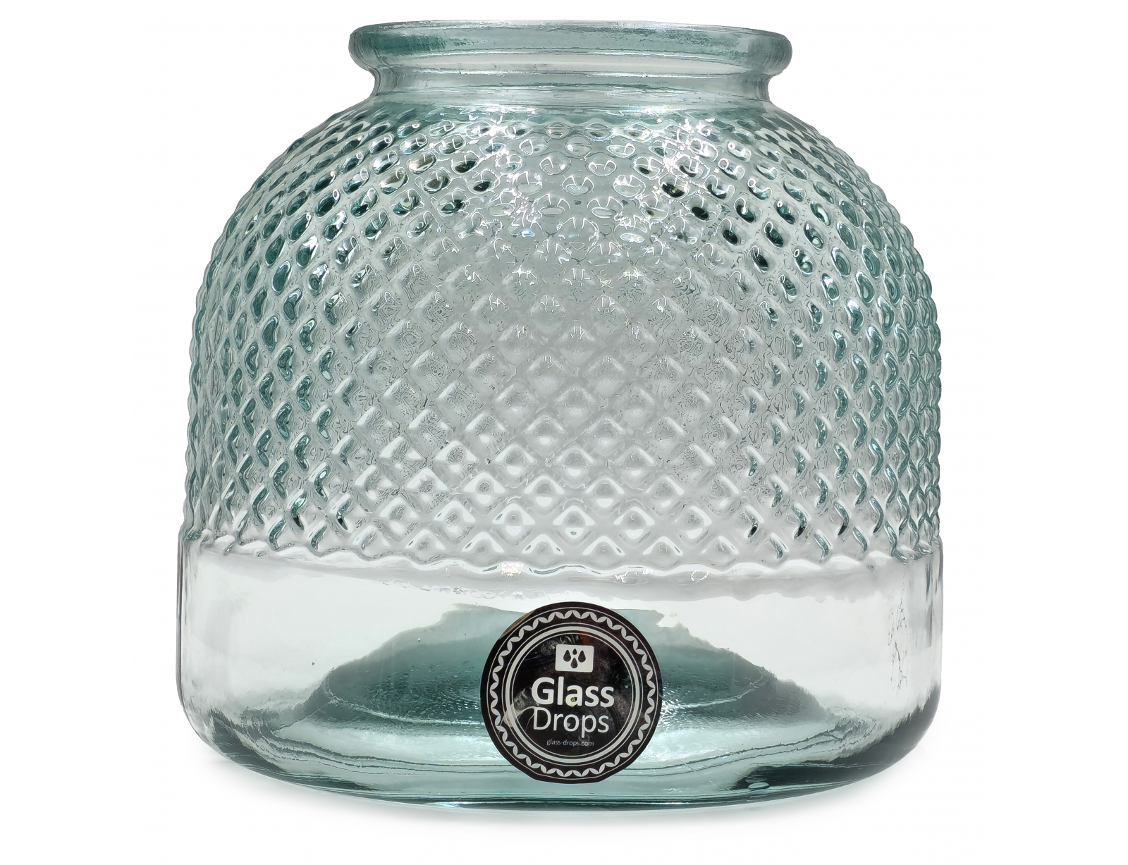 Εικόνα Διακοσμητικό Βάζο - Κηροπήγιο Glass Drops Diamante (5948)  Aπό 100% ανακυκλωμένο γυαλί, Xωρητικότητας 6.8L, Διαστάσεων Ø 24 x Υ 24 cm
